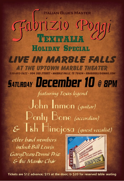 Fabrizio Poggi live at the Uptown Theater Marble Falls, Texas